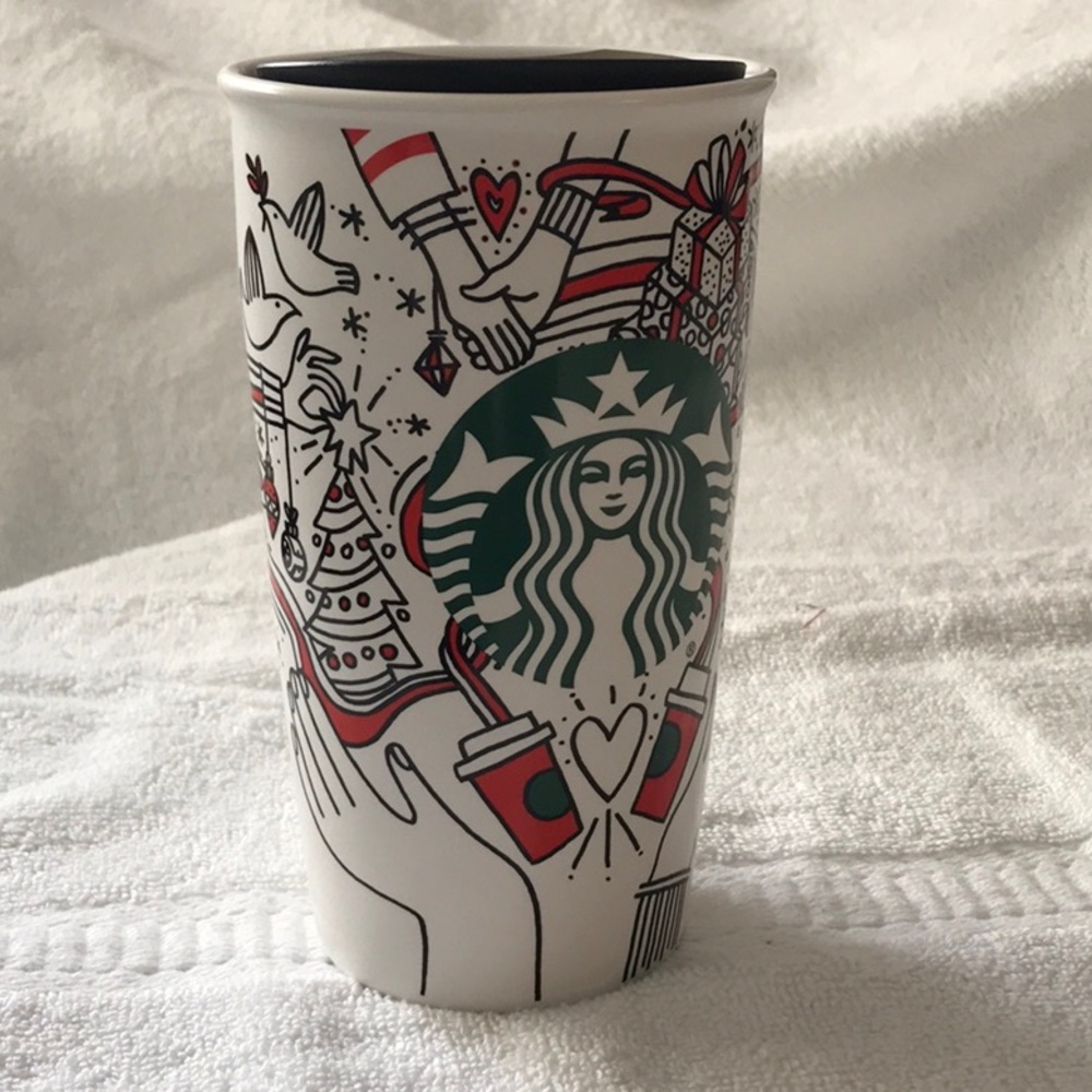 NWT- Starbucks 2017 Holiday Double Walled 12fl oz tumbler w/splash guard lid